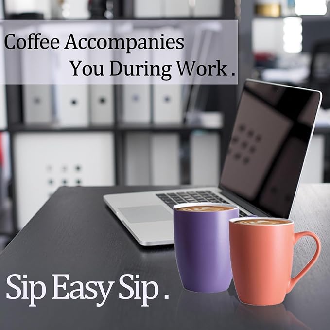 Coffee Mugs Set of 6, 12oz Ceramic Coffee Mugs with Handle, Colorful Matte Porcelain Coffee Mug for Latte, Tea, Cocoa, Cappuccino, Cups for Women Men for Home Restaurant Mug(Multicolour)