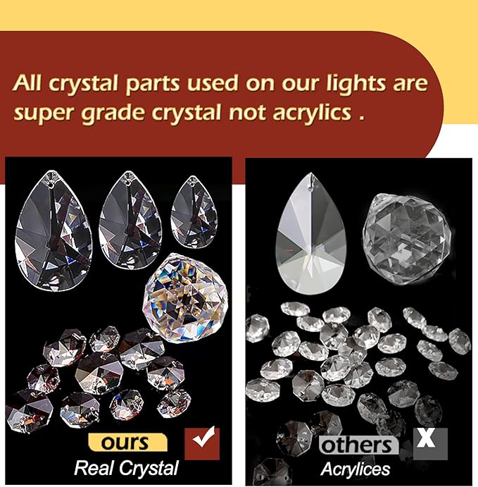 Ganeed Crystal Chandeliers,Vintage 8 Lights Pendant Light,K9 Clear Crystal Chandelier Lighting Fixtures,Ceiling Light for Living Room Bedroom Restaurant Porch Hallway (Black)