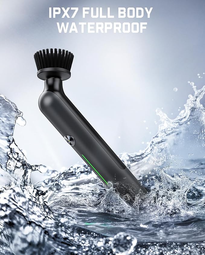 Fanttik G9 Nano Electric Spin Scrubber, Cordless Power Grout Brush, Type-C Fast Charging with LED Power Display, IPX7 Waterproof, 8 Replaceable Heads for Cleaning Grout, Corners, Crevices - Black