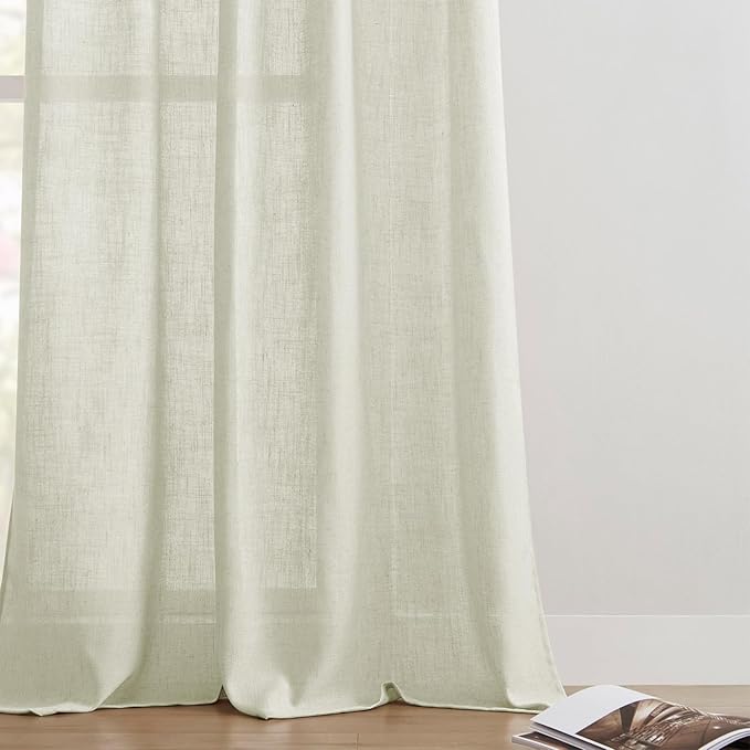 Joydeco Linen Curtains 72 Inch Length 2 Panel Sets,Light Filtering Curtains for Bedroom 52 Inch Wide Living Room Drapes with Back Tabs & Rod Pockets (W52 x L72 Inch, Oatmeal)