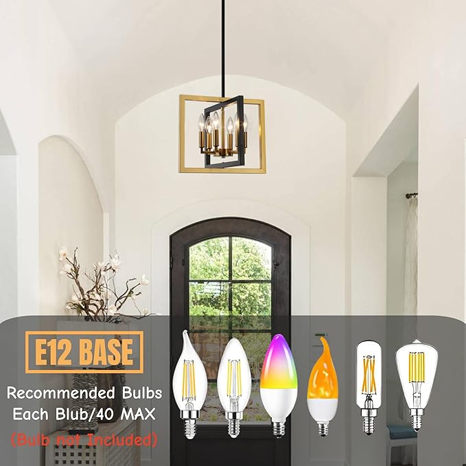 ANKYLHUA Small Black Gold Chandelier,6-Lights Ceiling Light Fixture E12,Adjustable Hight Pendant Lights Kitchen Island,Chandeliers for Dining Room Bedroom,Entryway,Foyer