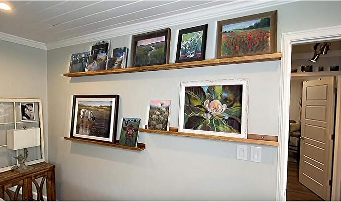 AZSKY 24" Floating Wall Ledge Shelf Wood Picutre Shelf Wall Mounted Nursery Kids Bookshelf Spice Rack Bathroom Storage Shelves Display Organizer Set of 2