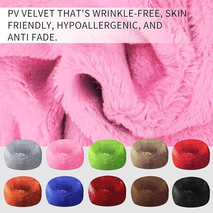 Bean Bag Chair for Adults 7FT,Soft Removable Cover for Teens/Girls Bedroom,Fluffy Giant Round Floor Beanbag Lounger Chairs (No Filler,Pink)