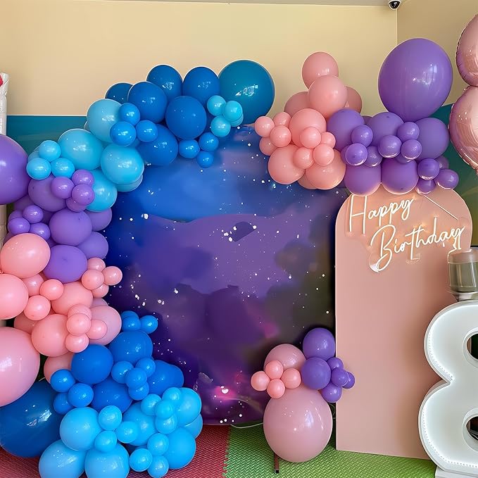 Blue Purple Balloons 60 Pcs 12 Inch Pink Light Purple Peacock Blue Latex Party Balloons for Kid Cartoon Theme Birthday Baby Shower Party Decorations Supplies