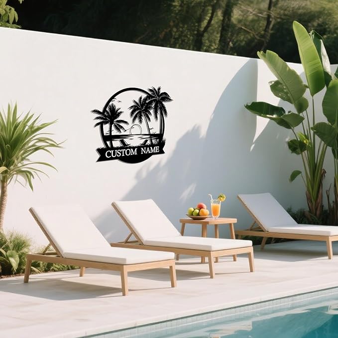 Custom Metal Beach Wall Art Sign - Personalized Size Outdoor/Indoor, Surfboard Decor, Lake House & Coastal Home Decor, Summer Gift - MADE IN USA