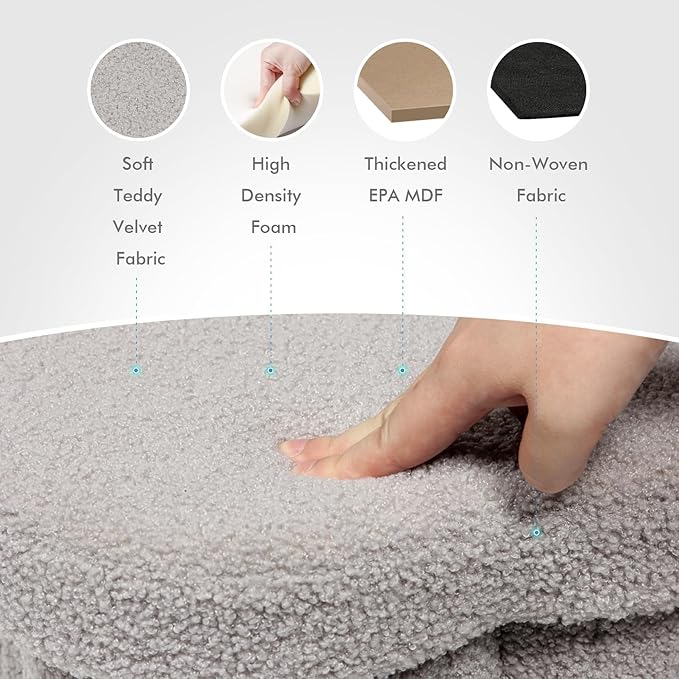 B FSOBEIIALEO Storage Ottoman Cube, Flowers Shaped Ottomans with Storage Foot Stool Footrest for Lving Room, Boucle Ottoman Seat for Dorm Room,Faux Teddy Fur, Grey 12.6"x12.6"x12.6"