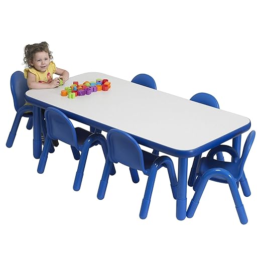 Children’s Factory Baseline Preschool 60" x 30" Rectangular Table & Chair Set - Solid Blue - AB74620PB