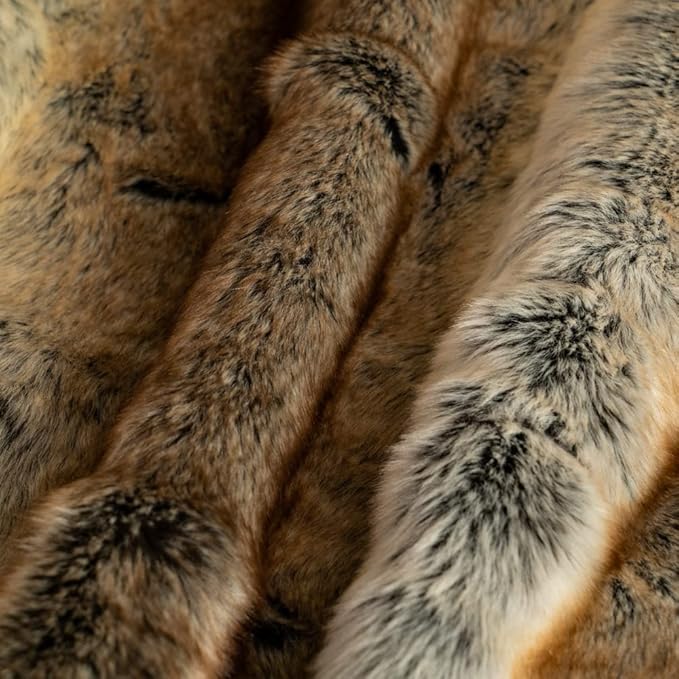 BATTILO HOME Luxury Brown Faux Fur Blanket Thick Warm Elegant Cozy Fuzzy Throw for Couch, Bed, Sofa Fluffy Blankets Decorative Reversible to Plush Velvet, 50"x60"