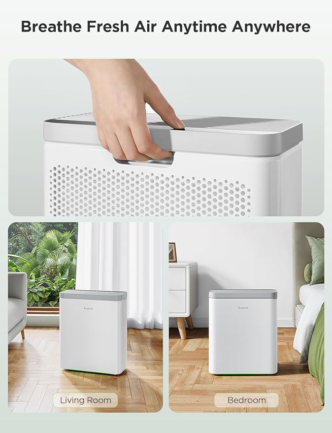 GoveeLife Smart Air Purifier for Home Large Room, Covers up to 1046 ft², Sleep Mode, 3-in-1 Filter Air Purifier with App Alexa Control for Pet Hair, Odors, Pollen and Smoke (no sensor)
