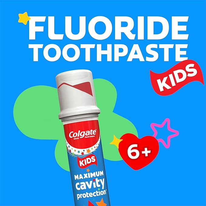 Colgate Kids Toothpaste Pump with Fluoride for Cavity Protection, Ages 6+, ADA Accepted, Bubble Fruit, 4.4 Ounce, 6 Pack