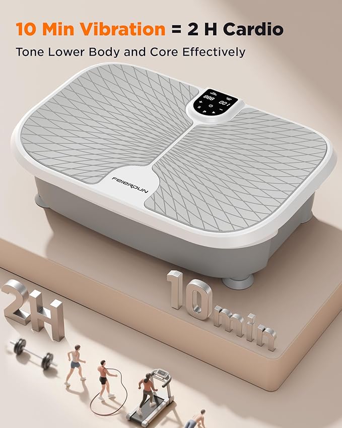 FEIERDUN Vibration Plate Exercise Machine, 400 LBS Capacity Vibration Plate for Lymphatic Drainage, Max Space for Whole-Body Workout & Relaxation at Home