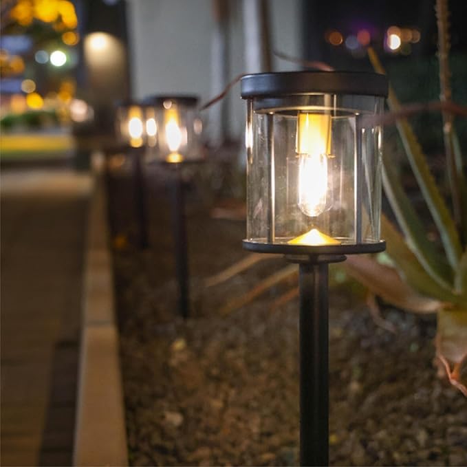 EcoGreen Outdoor Pathway Solar Light, 4pcs Pack,Garden Patio Balcony Walk Way Lights, Aluminum Leg, 5000K Daylight, Waterproof, 4.76 * 23.07in