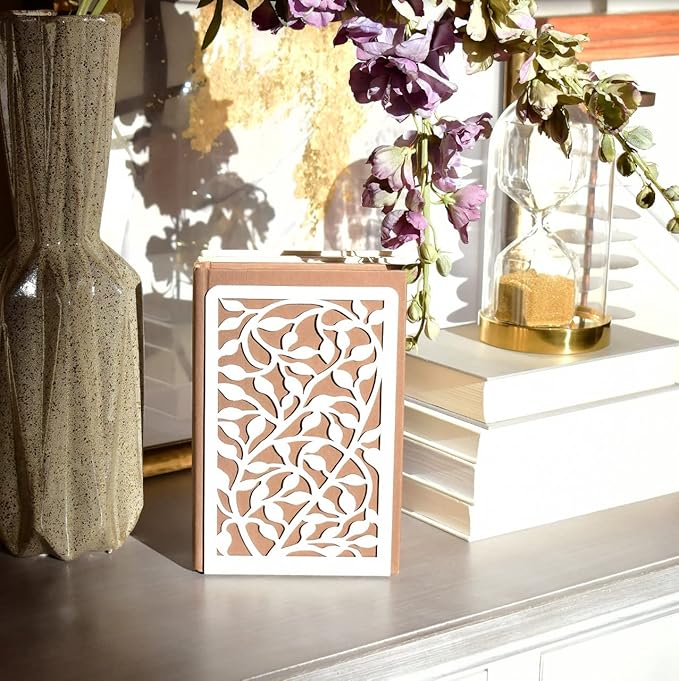 CNK Infinite Leaves Bookends - Metal Set of 2 for Heavy Books, Home Office & Decorative Book Stoppers