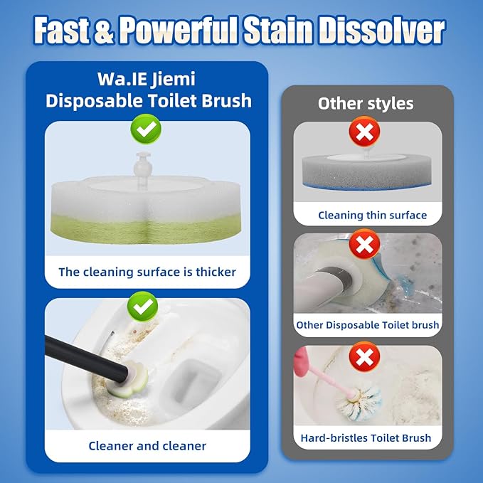 Disposable Toilet Brush Cleaning System with Wand Cleaner Refills,Toilet Cleaning Stick,Wall Mounted Toilet Wand Kit,60 Disposable Toilet Bowl Brush for Sink Bathtub Wash Basin (Green)