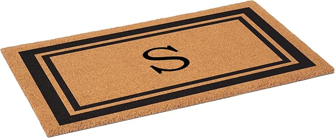 Calloway Mills 152963048S Black Border 30" x 48" Monogram Doormat Letter (S)