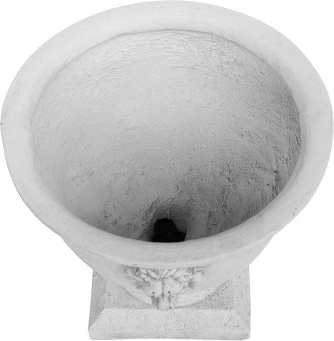 Christopher Knight Home Jorine Light Concrete Planter, Patio Planter, Large Garden Pot, Mid-Centry Gadern Urn, Lionhead Accent Plant Pot, Flower Urn with Drainage Hole for Backyard Home, Antique White