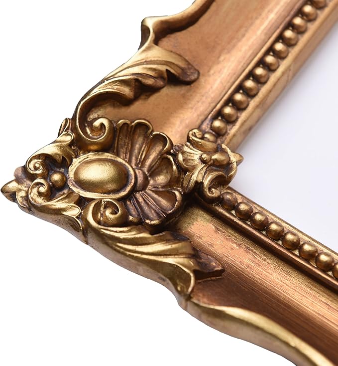 Vintage 8x10 Picture Frame with Embossed Flower, Ornate Gold Frame for 8x10 or 5x7 Photos with White Mat, Antique Photo Frame for Tabletop & Wall Hanging (Bronze)