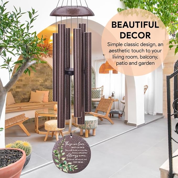 Sympathy Wind Chimes, Personalized Wind Chime for Loss of Loved Father/Mother/Lover, Commemorative Sympathy Bereavement Condolences Gifts for Funeral (36inch)