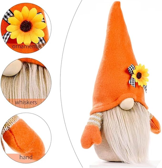 Fall Decoration for Home,Fall Decor Gnome Plush for Tiered Tray,Sunflower Plush Gnomes Autumn Gnomes Gifts Farmhouse Harvest Table Decoration,Thanksgiving Gnome Decor,Boy