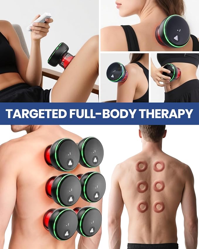 Electric Cupping Kit for Massage Therapy with Remote Controller - 32 Levels of Adjustable Suction & Heat, Portable Cupping Therapy Set for Back Pain Relief, Neck Muscle Soreness