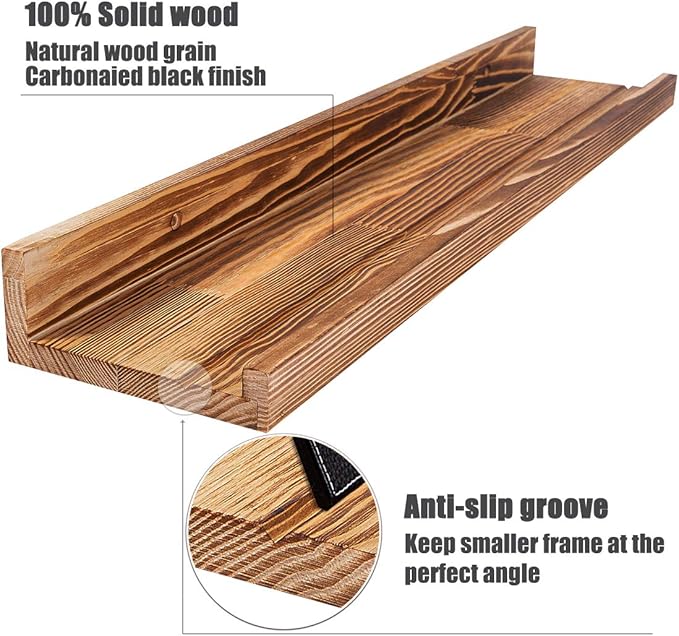 AZSKY Floating Shelves Set of 3, Picture Ledge Shelf, 24 Inches Long Large Nursery Book Shelves for Toys Storage, Kids Bookshelf Wall Mounted for Living Room Bedroom Decor Books Photo Frames