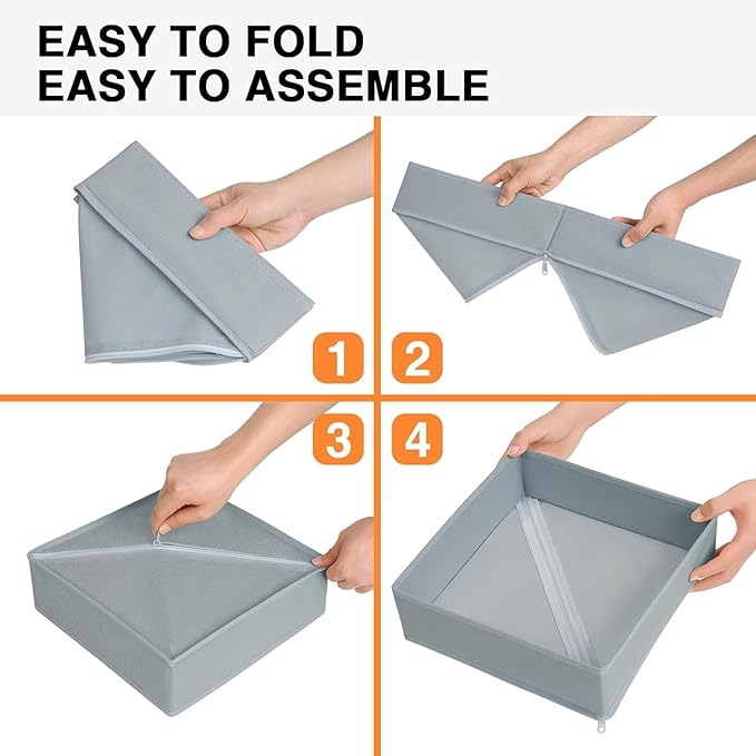 DIMJ Drawer Organizer Clothes 18 Pack - Foldable Baby Organizers and Storage & Dresser Organizer for Bedroom, Closet - Nursery Organization Dresser Dividers for underwear, Sock,Bra, Belt, Tie, Gray