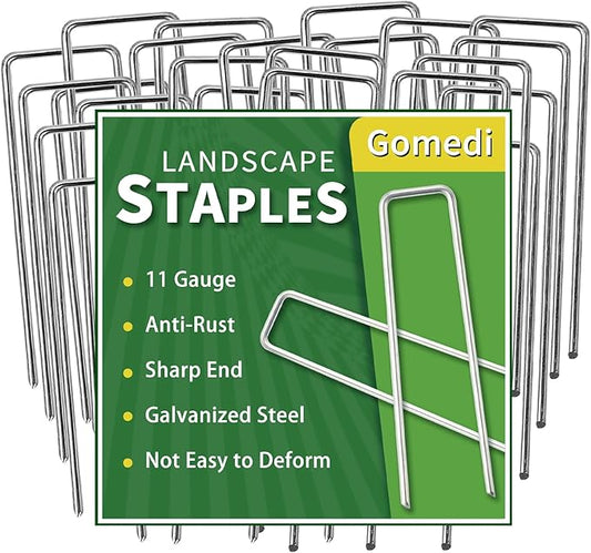 Landscape Staples Galvanized 6 Inch 120 Pcs, Metal Garden Stakes 1.6 Inch, Garden Staples for Lawn 11 Gauge