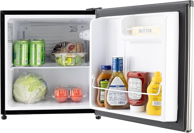 RecPro 1.7 Cu Ft 12V RV Refrigerator | Compact Fridge with Reversible Door, 2L Bottle Door Storage, 7 Temp Settings | Eco-Friendly R600A, Leveling Feet, Wire Shelf | 19.5”H x 17.5”W x 19.8”D