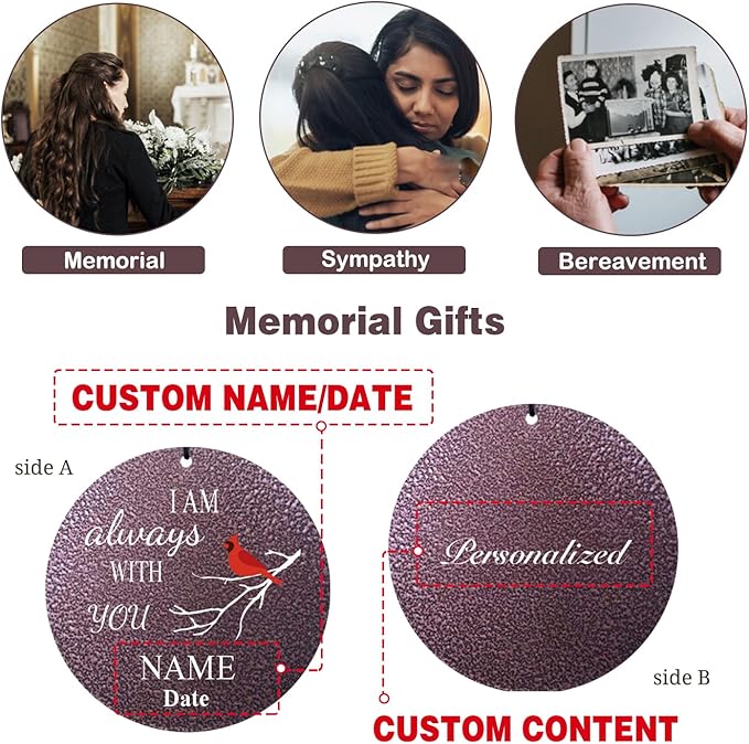 ASTARIN 36" Large Deep Tone Personalized Name Sympathy Wind Chimes, Cardinal Memorial Wind Chime for Loss of Mother Father Loved One, Bereavement Condolence Gifts Decor Outdoor Patio Garden