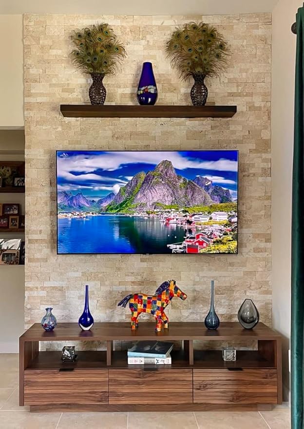 joelsantiques - 42 Inch Wooden Floating Shelves for Wall - 42x6x2 in - Made of Natural Wood - Long Heavy Duty Rustic Wall Shelves for Bedroom - Perfect for Living Room, Kitchen - Mocha