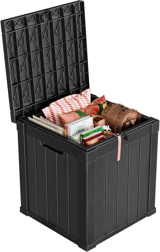 50 Gallon Deck Box Large Outdoor Storage for Patio Furniture,Outdoor Cushions,Garden Tools,Picnic Supplies and Pool Supplies,Waterproof,Resin,Lockable(Black)