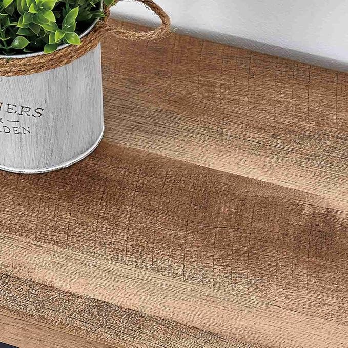 FATORRI 6 Cube Storage Organizer with Shelf, Long Wood and Metal Cubby Bookcase, Industrial Horizontal Bookshelf (Rustic Oak, 47 Inch)