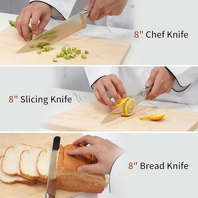 ZHANG XIAO QUAN SINCE 1628 15Pcs Knife Block Set,kitchen knife set with Built-in Sharpener Razor-Sharp High Carbon Stainless Steel Dishwasher Safe(Silver)