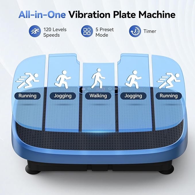 Vibration Plate Exercise Machine - 330lbs Weight Capacity, 120 Speed Levels, 5 Program Modes - Full Body Workout for Home Fitness, Toning & Wellness, LED Display, Low Noise Motor