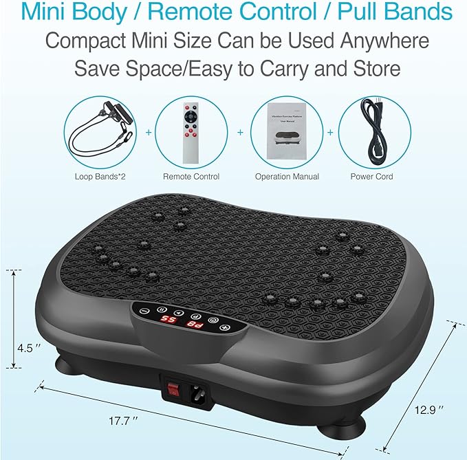 AXV Vibration Plate Exercise Machine Whole Body Workout Portable Mini Vibrate Fitness Platform Lymphatic Drainage Machine for Weight Loss Shaping Toning Wellness Home Gyms Workout (Mini)