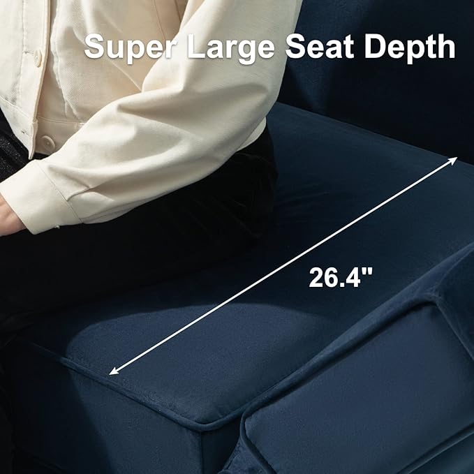 Belffin Modular Sectional Sofa U Shaped Sectional Couch with Reversible Chaises Velvet Modular Sofa with Storage Seat Blue