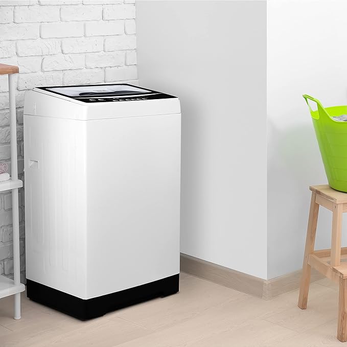 BLACK+DECKER 3.0 Cu. Ft. Portable Washer, 26.5 lb. Capacity Washing Machine, 6 Cycles, Quick Connect Sink Adapter and Drain Hose Included, Transparent Lid & LED Display, BPW30MW, White