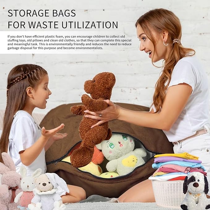 Bean Bag Chair for Adults 4FT,Soft Removable Cover for Teens/Girls Bedroom,Fluffy Giant Round Floor Beanbag Lounger Chairs (No Filler,Deep Coffee)