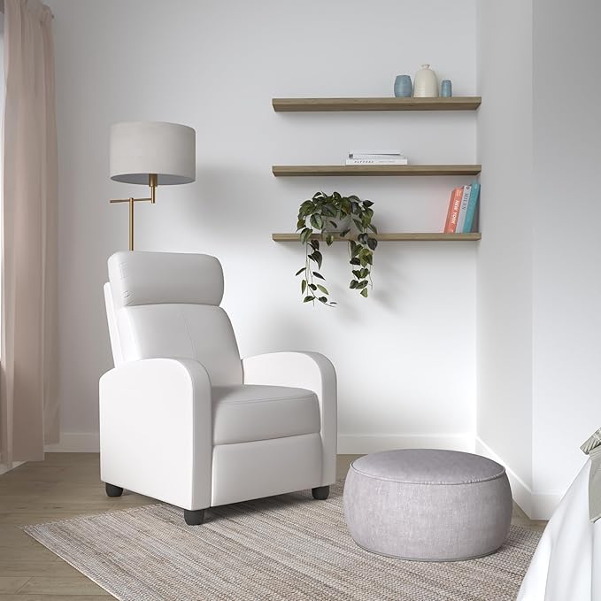 BestMassage | Recliner Chair | with 2 Point Massage Function | Textile Beige | with Lumbar Support, Adjustable Push Back, Footrest & Padded Seat | Easy Assembly | for Living Room, Home Theatre