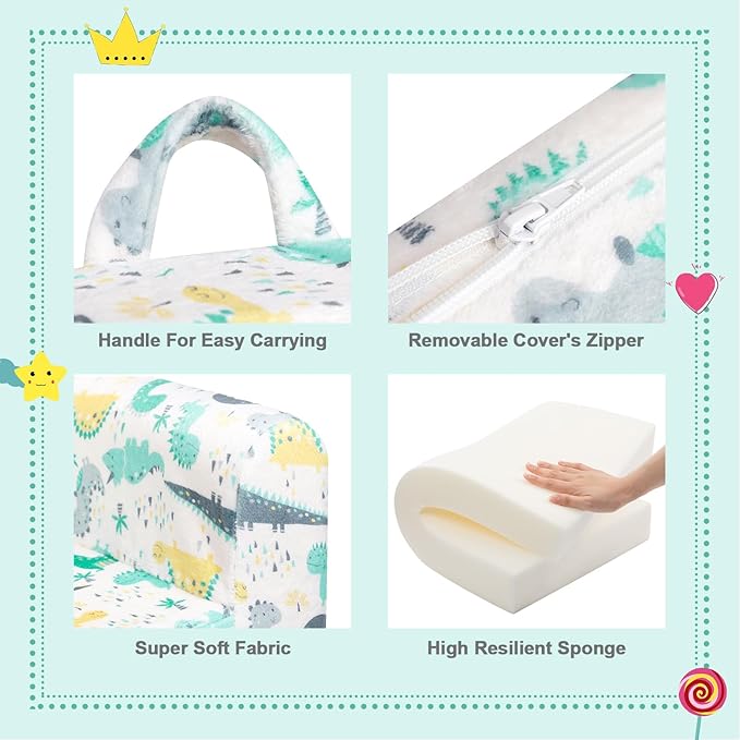 ALIMORDEN Kids Ultra-Soft Snuggle Foam Filled Chair, Single Cuddly Sofa for Boys and Girls, Dinosaur