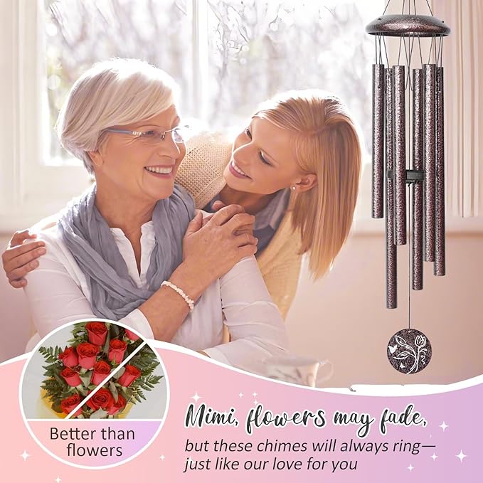 Gifts for Mimi, 25''Wind Chimes, Birthday Gift for Mimi from Grandkids, Mothers Day, Thanksgiving, Christmas Day Gifts Ideas for Love Rreminder