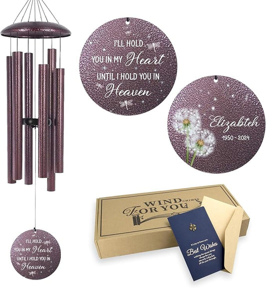 ASTARIN Personalized Memorial Wind Chimes, Customized Sympathy Deep Tone Wind Chime, Grief Gifts for Women Men Husband Wife, Windchimes in Memory of a Loved One Personalized