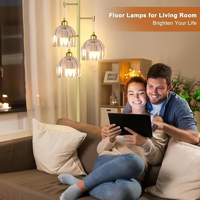 Floor Lamp for Living Room Bedroom Rattan Boho Standing Lamp with Remote Dimmable Black Wicker Arc Bamboo Lamp Shade Floor Light Adjustable Tall Lamp Farmhouse Industrial Floor Lamps Bohemian