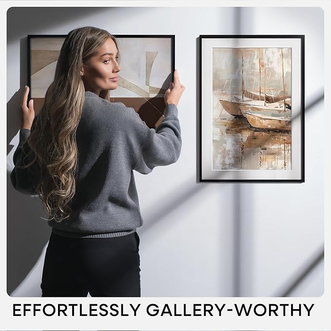 Homeforia 12x17 Picture Frame Black, High End Metal 12x17 Poster Frames with Mat 10x15 for Photo, 12 x 17 Black Frame Matted to 10 x 15 inch Print, 17x12 Thin Frame, Tempered Glass, Wall Kit, Set of 1