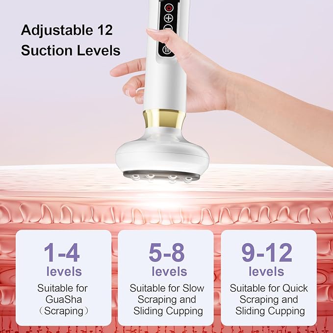 Electric Handheld Cellulite Massager with 12 Suction Modes, Cellulite Remover Tool for Legs, Belly, Thighs, Arms, Butt- Birthday, Christmas, Mothers Day, Valentines Day Gifts for Her Women (White)