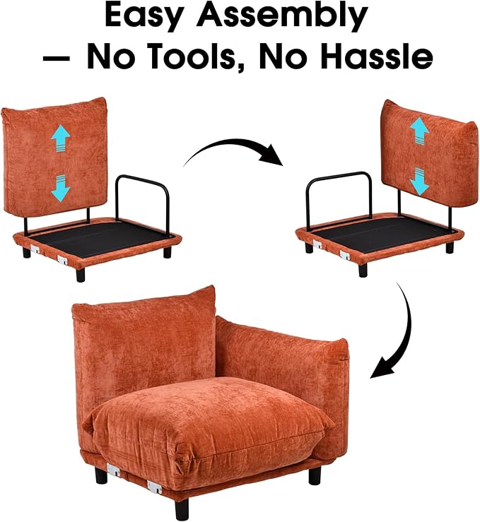smilesun Modern Minimalist Chenille Modular Sectional Sofa, Oversized Couch and Loveseat Set with Thick Cushions, Upholstered Sofa for Living Room, Bedroom, Office, Apartment(Orange,136" 4-Seater)