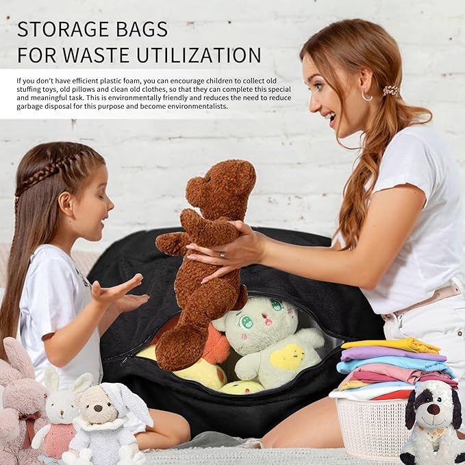 Bean Bag Chair for Adults 8FT,Soft Removable Cover for Teens/Girls Bedroom,Fluffy Giant Round Floor Beanbag Lounger Chairs (No Filler,Black)