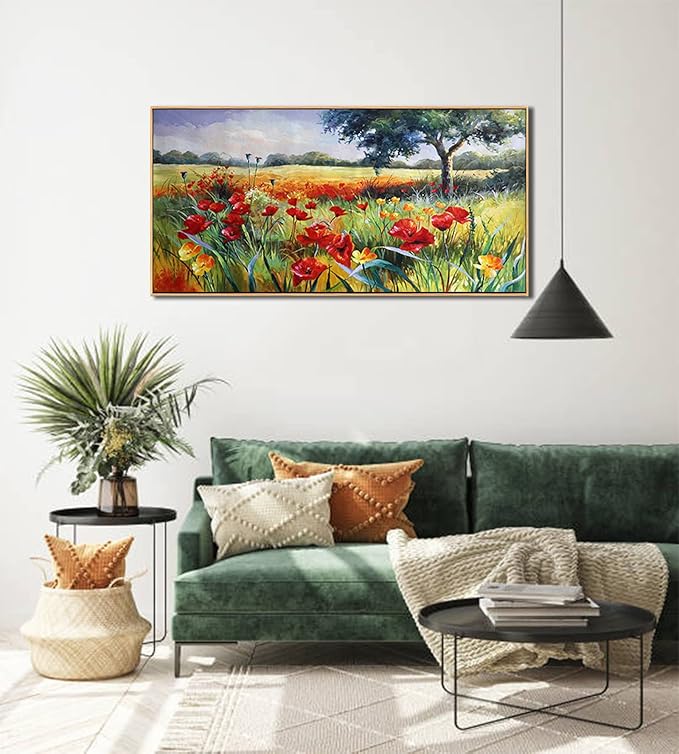 Green Tree Wall Art - Large Canvas for Living Room & Bedroom - Framed 24x48