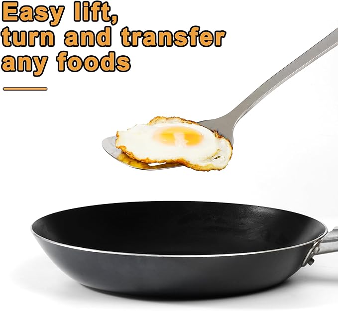 FJNATINH Stainless Steel Wok Spatula and Ladle Tool, Mirror Polished Cooking Utensils Set Metal Wok Accessories with Wooden Handle,Easy to Clean Kitchen Utensils,Sliver