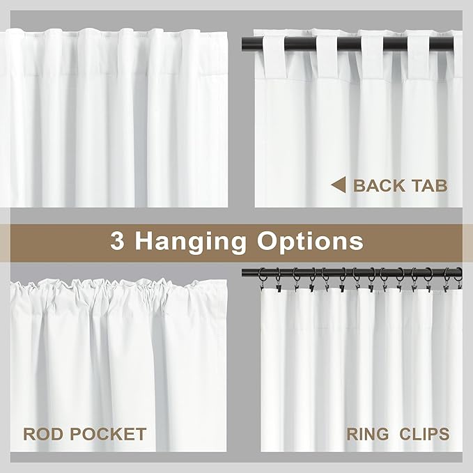 White Blackout Kitchen Curtains 45 Inch Length for Small Window Bedroom Cute Cottage Short Flax Linen Curtain 2 Panel Sets Heat Blocking Insulated Thermal Cafe Drapes Rod Pocket Back Tab 52 x 45 Long